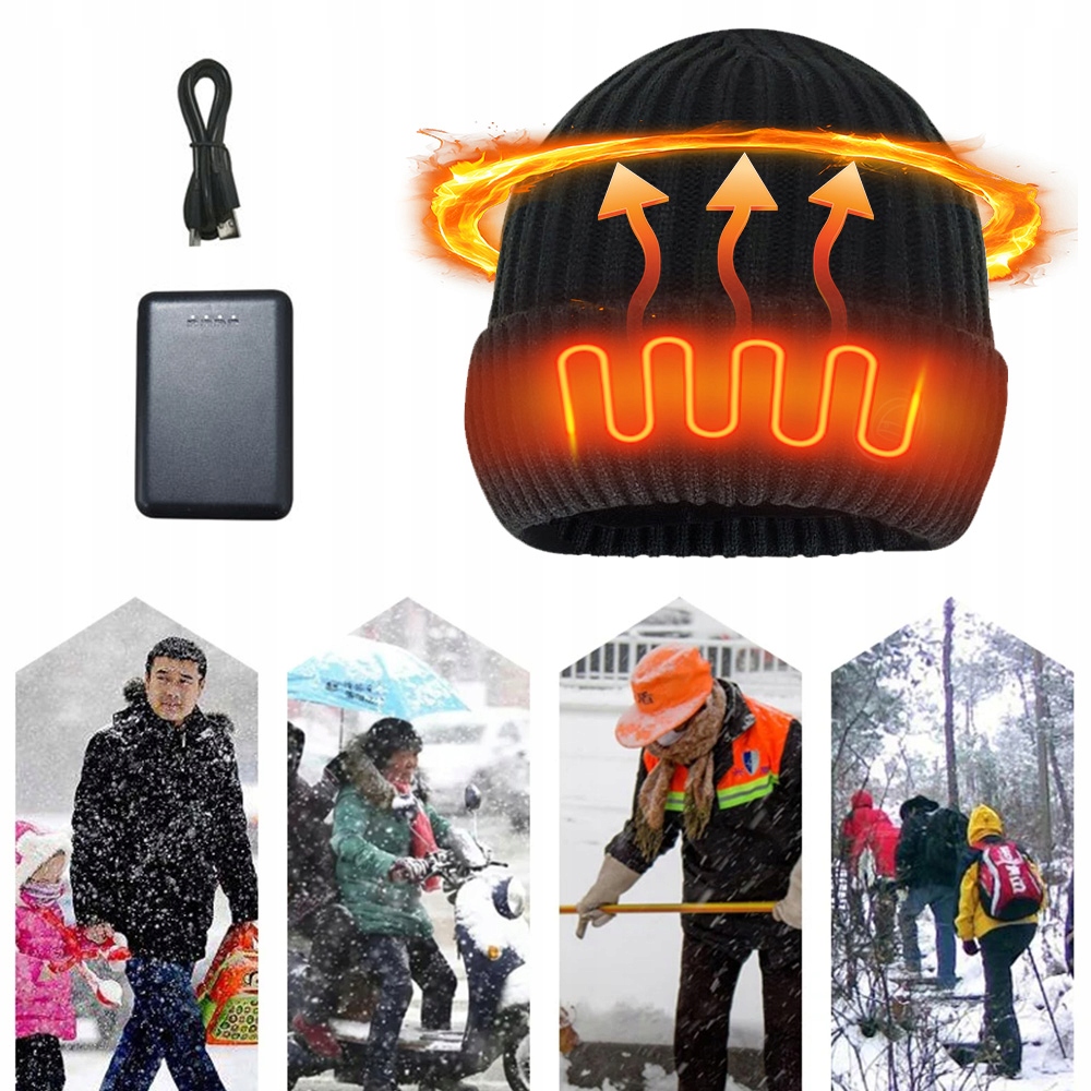 Dámská Vyhřívaná Elektrická Pánská Zimní Čepice 7000 mAh