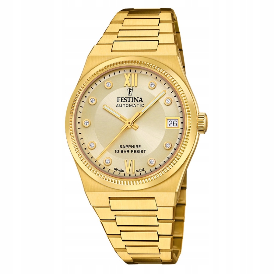 Festina Swiss Made 20033/2 Automatické hodinky se zlatým ciferníkem