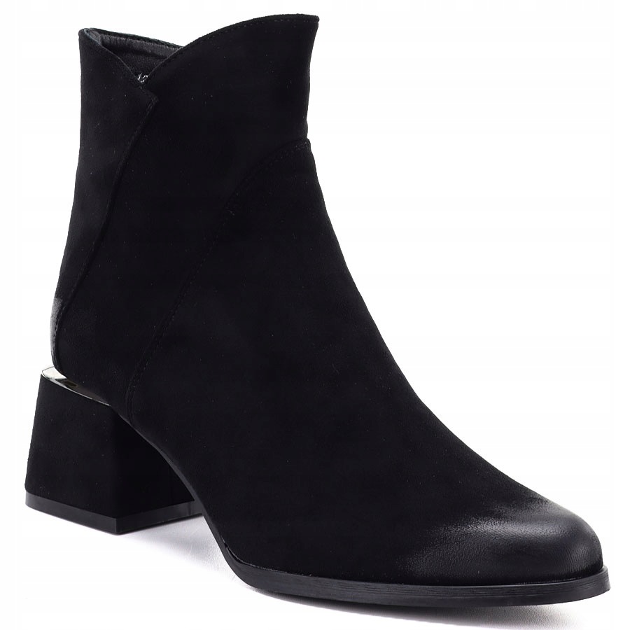 Dámské kotníkové boty na podpatku, semišové, černé Potocki SZ12875, velikost 41