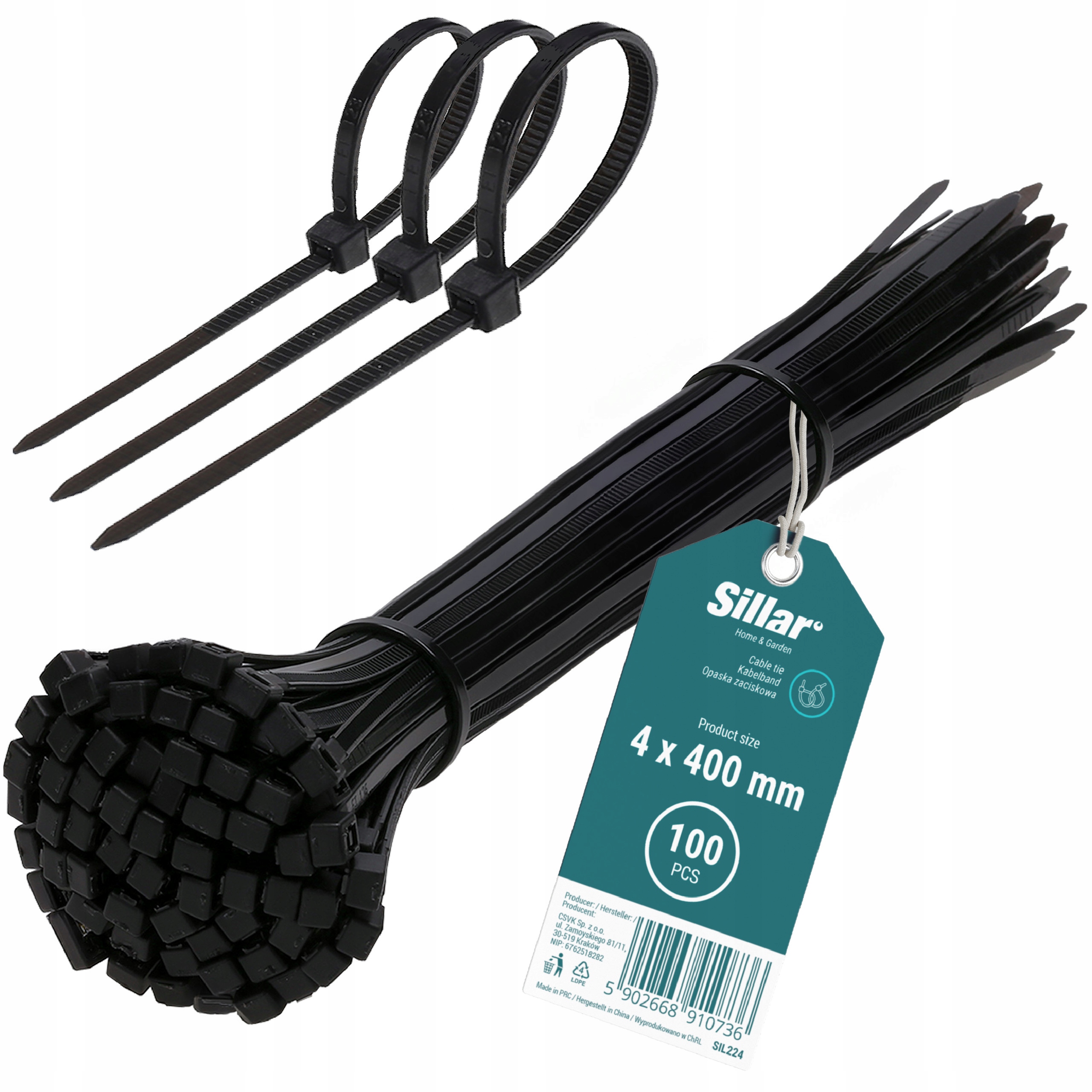 Mocne trytytyki opaski obejmy zaciskowe kablowe ziperki trytki Uv 4x400mm