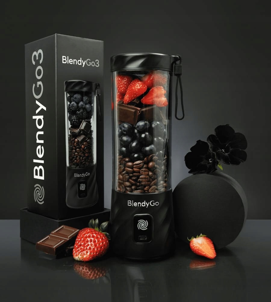 Blender BlendyGo 3 Bezprzewodowy Kielichowy USB ORYGINALNY MOC CZARNY 250W Głębokość produktu 8 cm