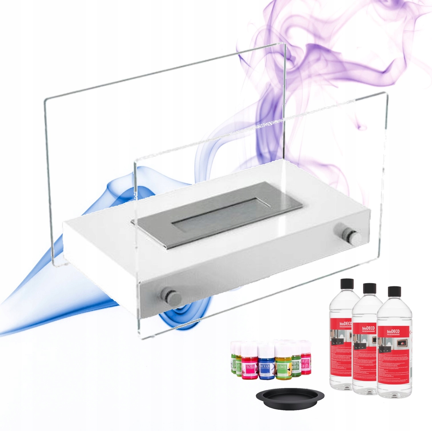 Volně stojící biokrb na stůl Hotel Mini bílý Set biopalivo a oleje