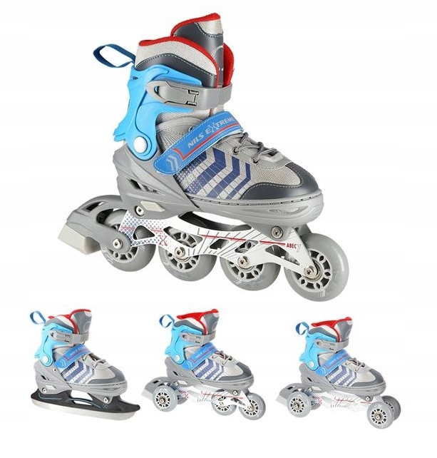 Kolečkové brusle na led 4 v kolečkové brusle Brusle 2v1 NH18192 šedé, velikost L 39-43