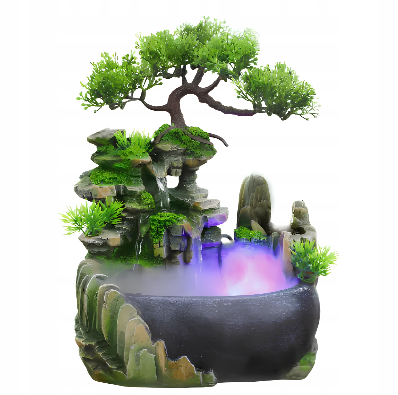 Stolový vodopád Bonsai Feng Shui Resteq s osvetlením a hmlou