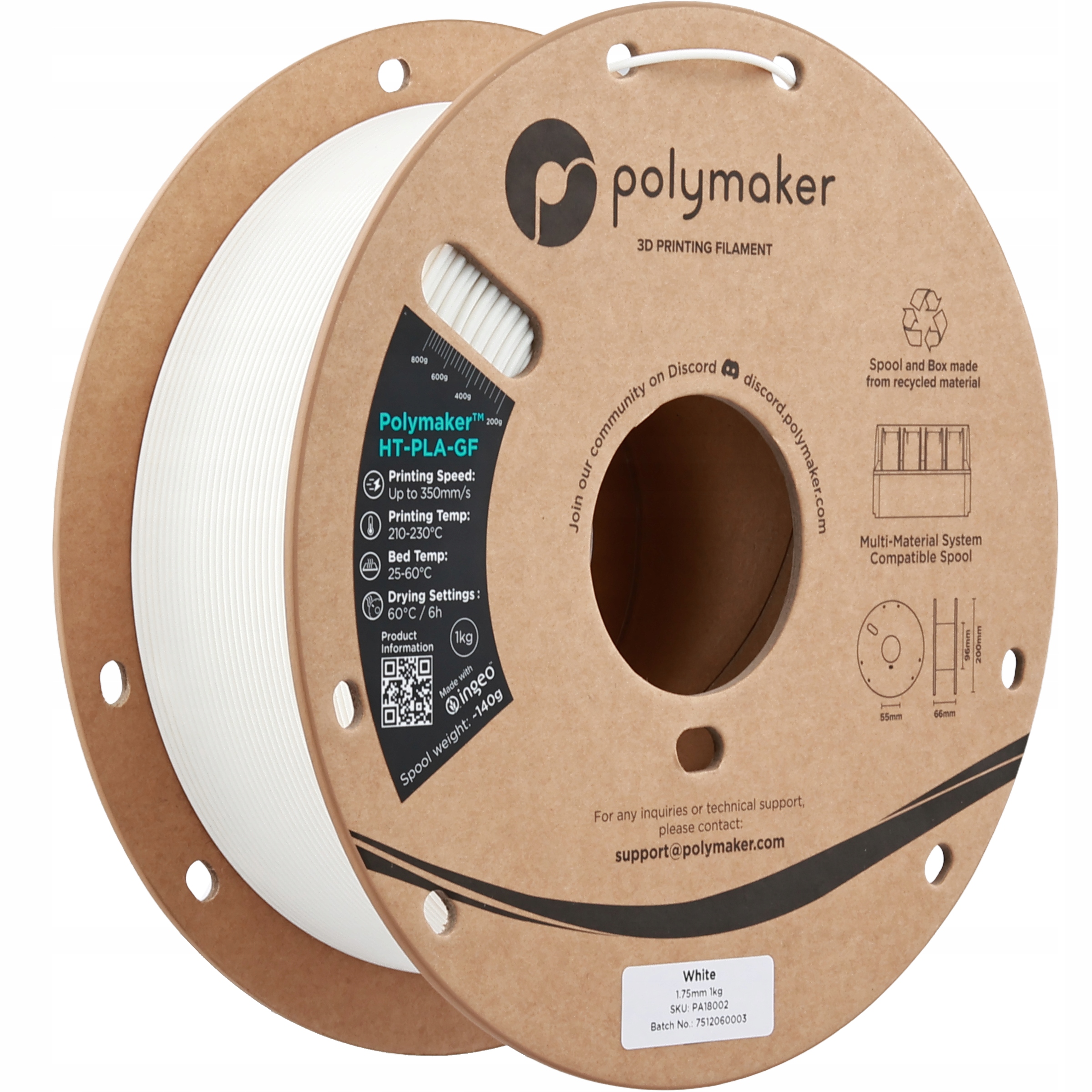 Polymaker Ht-pla-gf White 1.75 mm 1kg