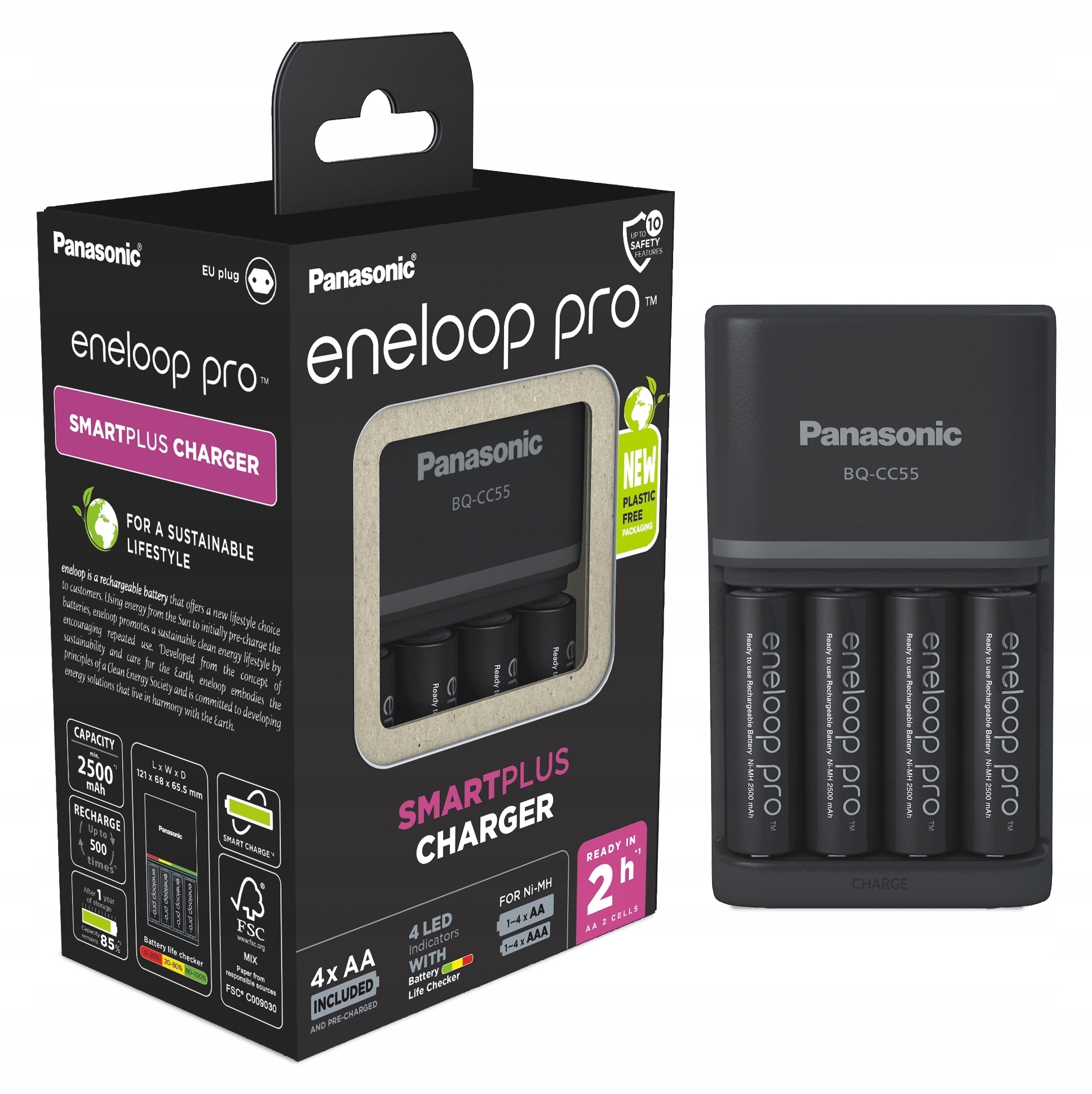 

Ładowarka Panasonic Eneloop BQ-CC55 Eko +4x R6 Pro