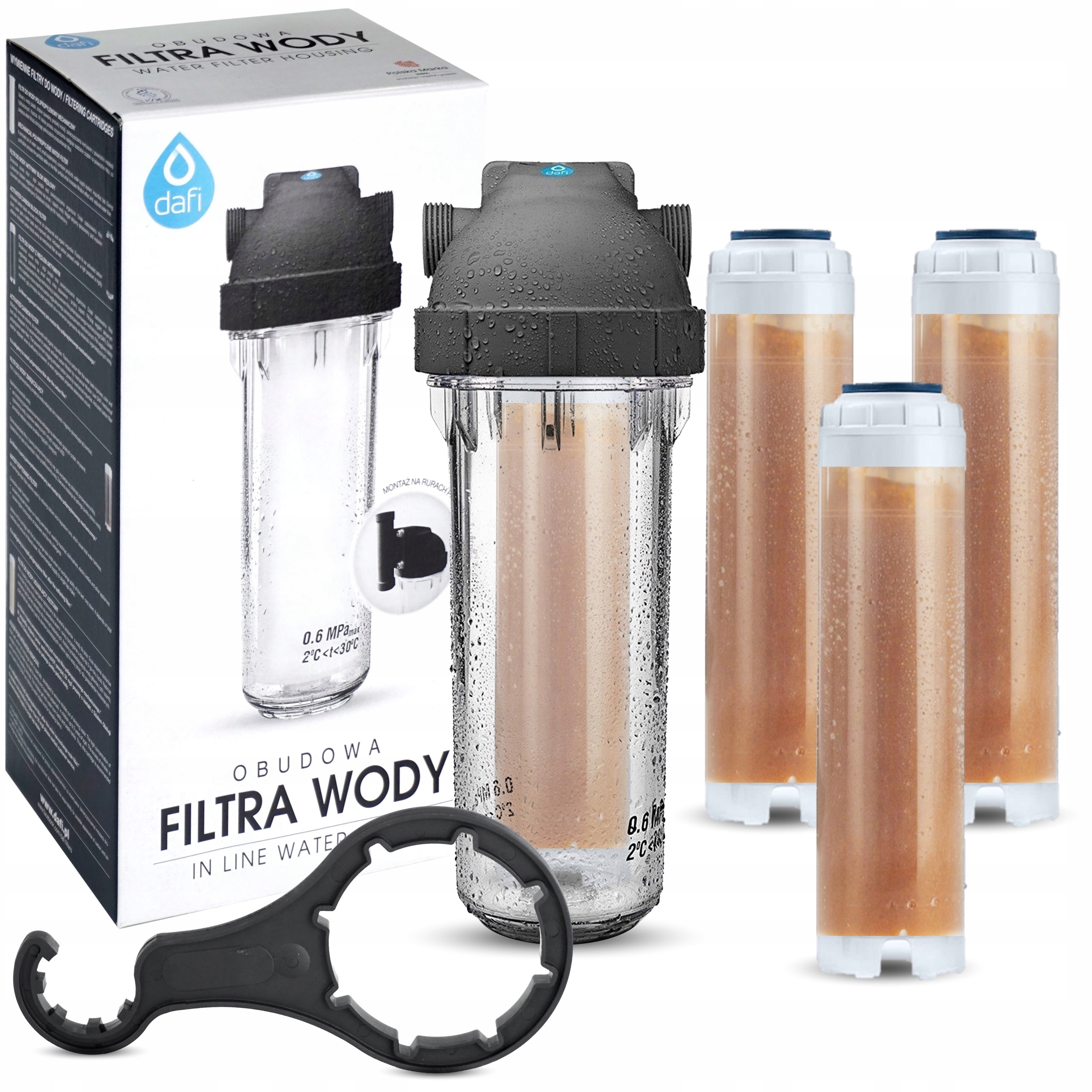 Dafi Filtr Wody Zmiękczacz Przepływowy 1" 3 szt. Wkład Zmiękczający Wodę