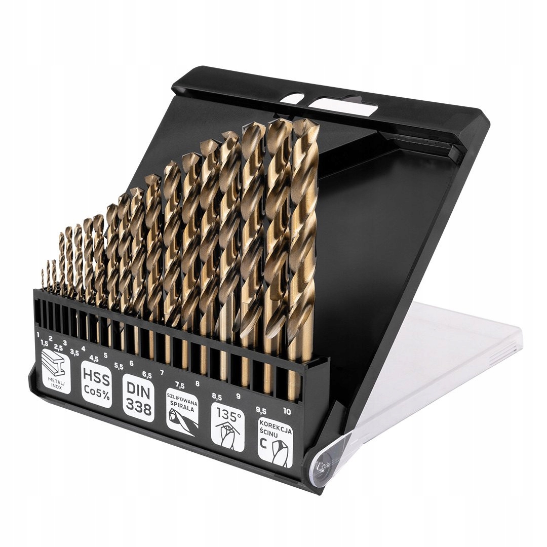 Sada vrtáků do kovu Hss-cnc Co Pro-tec 1-10 mm v kazetě 19ks Neo