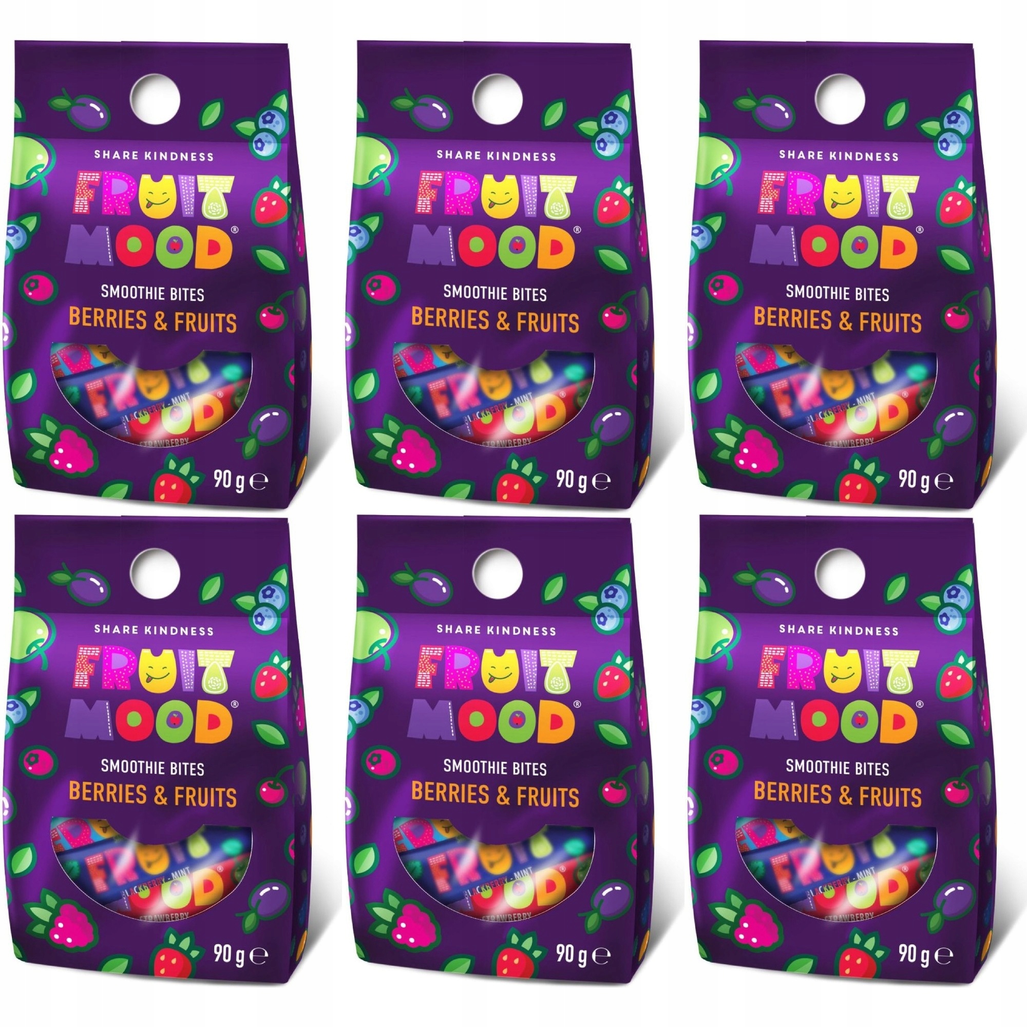 6 x Fruit Mood Mini batoniki owocowe MIX smaków Fruits & Berries 90 g
