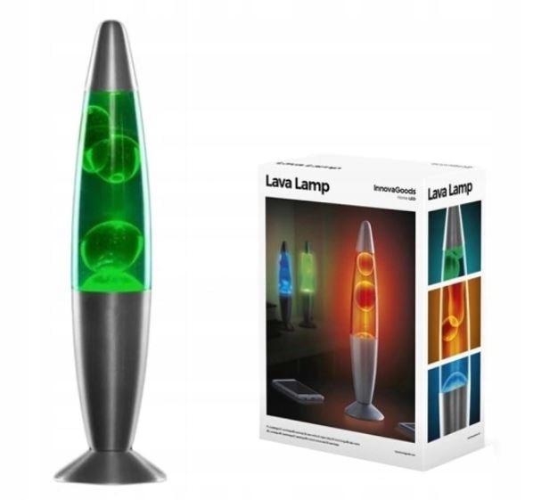 

Duża Lampka Lawa Lampa Lava 34cm Zielona sieciowa