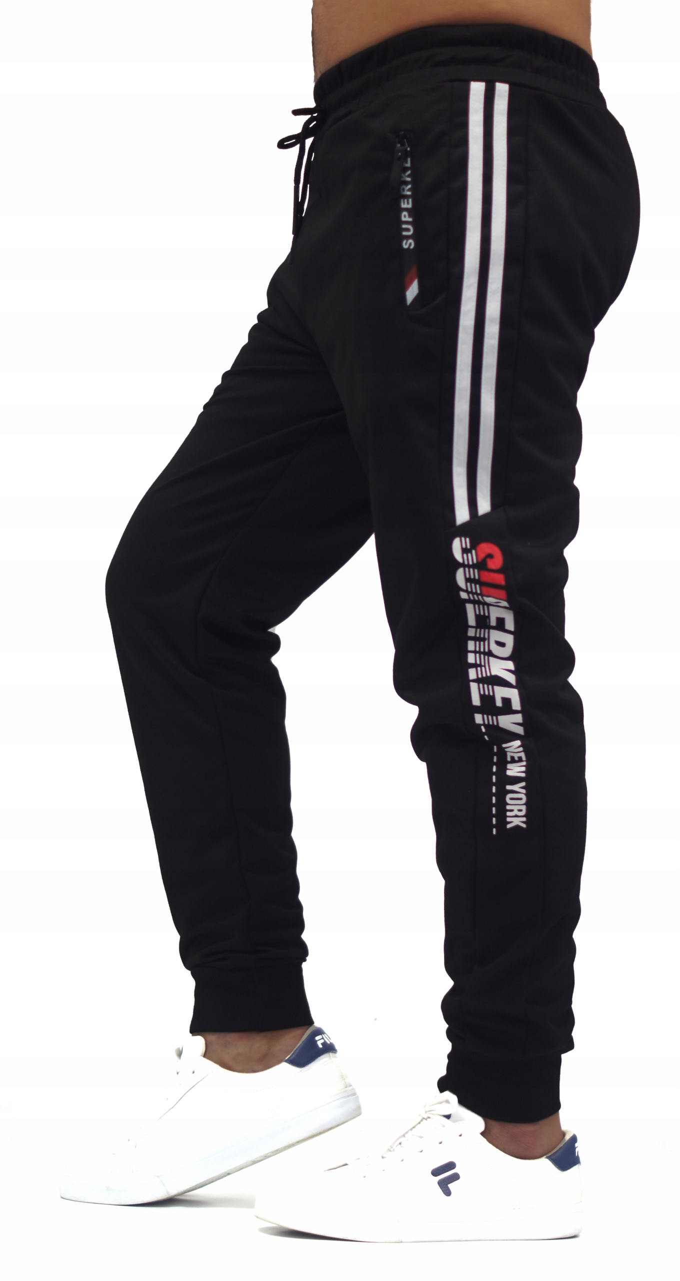 

Męskie Spodnie Dresowe Joggery Czarne J715 r. M