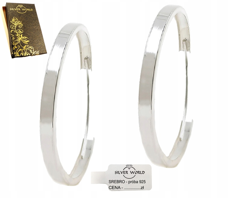 Kolczyki Srebrne 925 Koła Kółka Szerokie 62 mm Kolczyki Wiszące Srebro 925