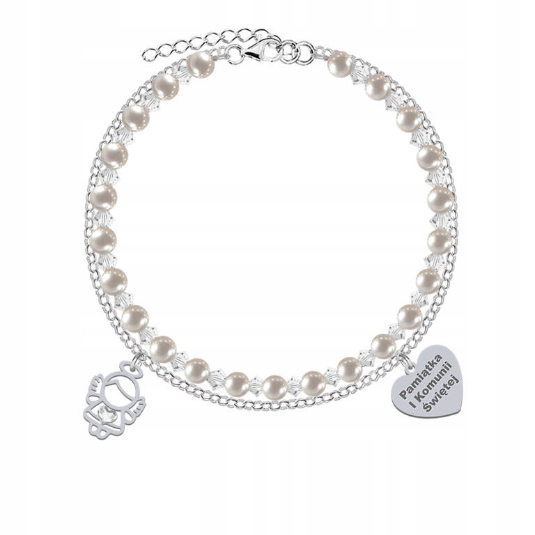 

I Komunia Święta Bransoletka z Aniołkiem Grawer