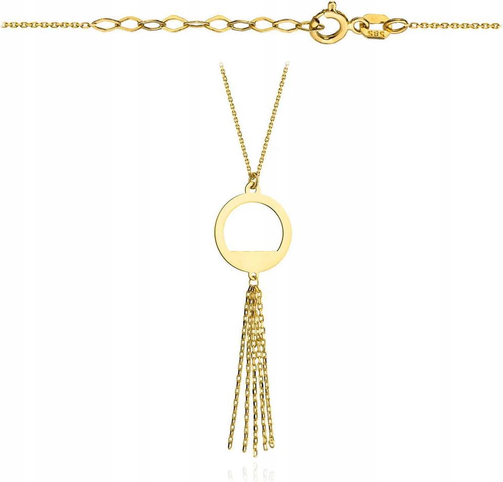 Zlatý náhrdelník 585, přívěsek kolečko s řetízky, elegantní 14K