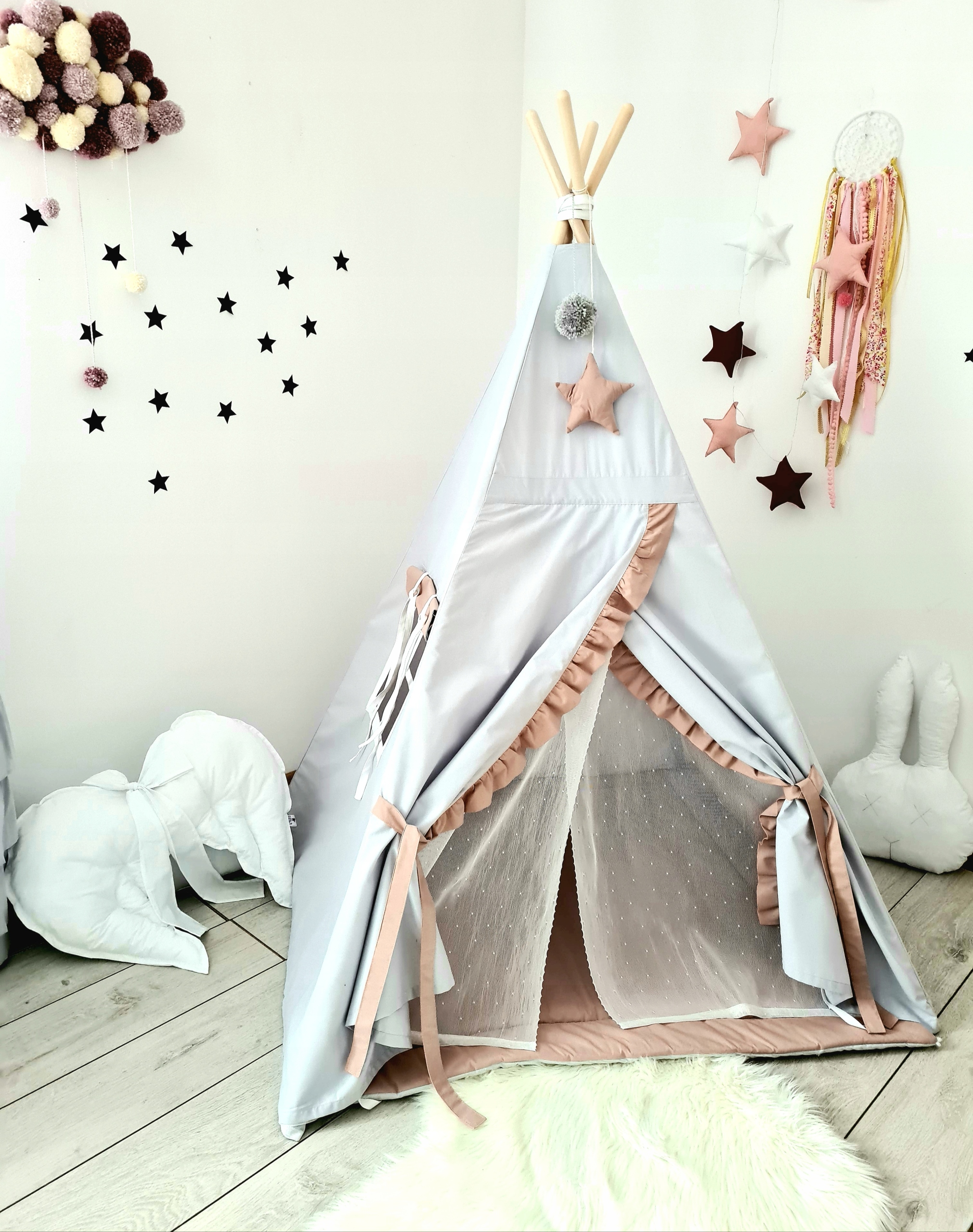 NOWOŚĆ! Namiot Tipi POPIEL Z FALBANKĄ I FIRANKĄ Marka inna