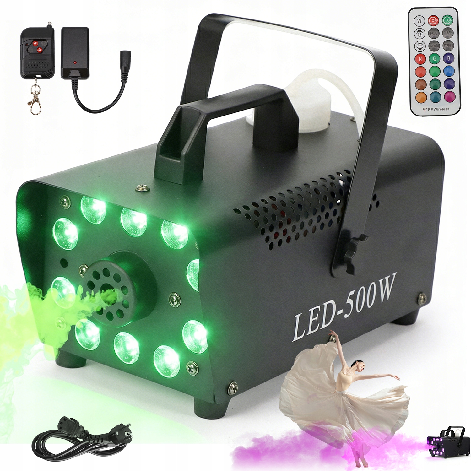 Mini Vyvíječ Kouře 500W Párty S 13 Led Barvami A Dálkovými Ovladači