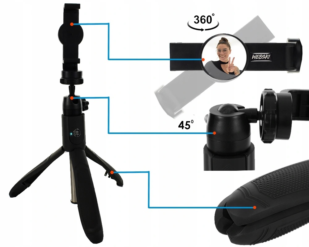 SELFIE STICK ZE STATYWEM PILOT BEZPRZEWODOWY Model K05