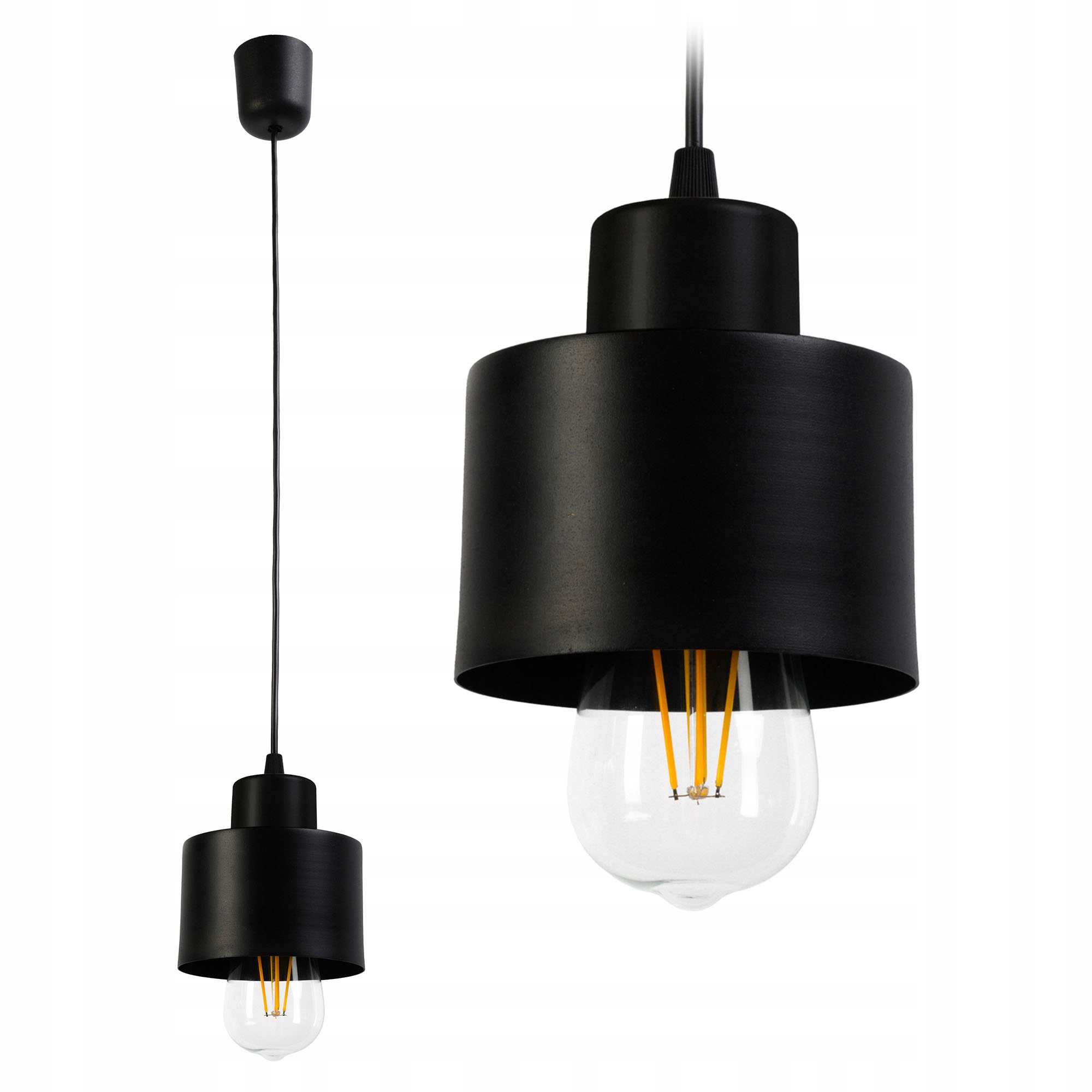 

Lampa Wisząca Sufitowa Żyrandol Kubek Czarny Led
