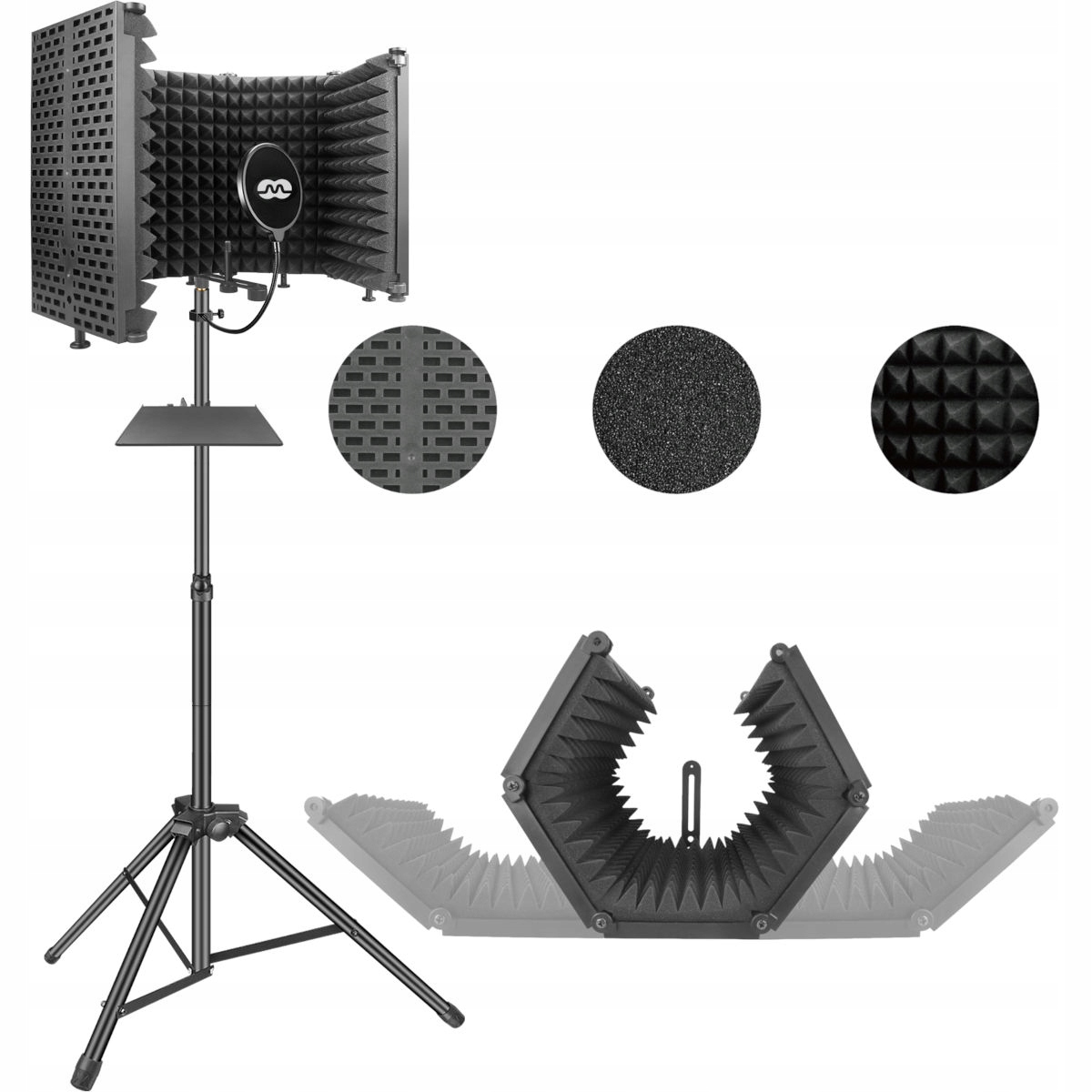 MOZOS KABINA AKUSTYCZNA DO MIKROFONU STUDYJNY SOUND SHIELD ZESTAW STATYW Model MSHIELD-CABIN-SET