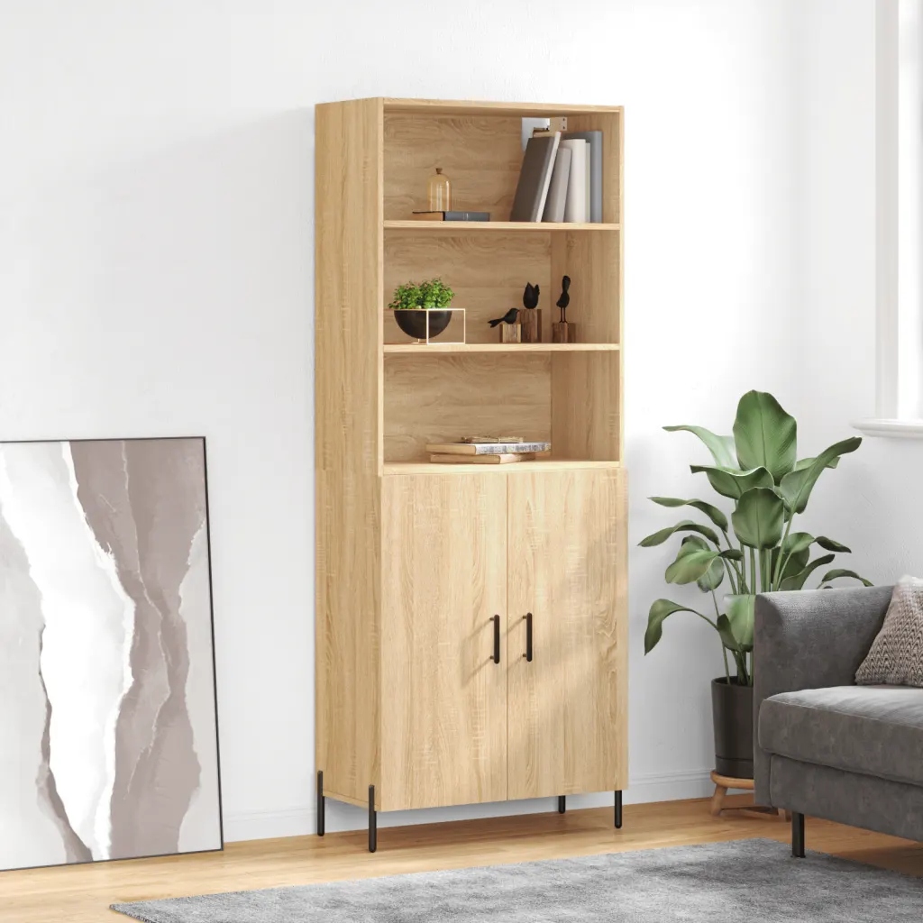 Skříň highboard dub sonoma 69,5 x 34 x 180 cm kompozitní dřevo Hnědá 318926