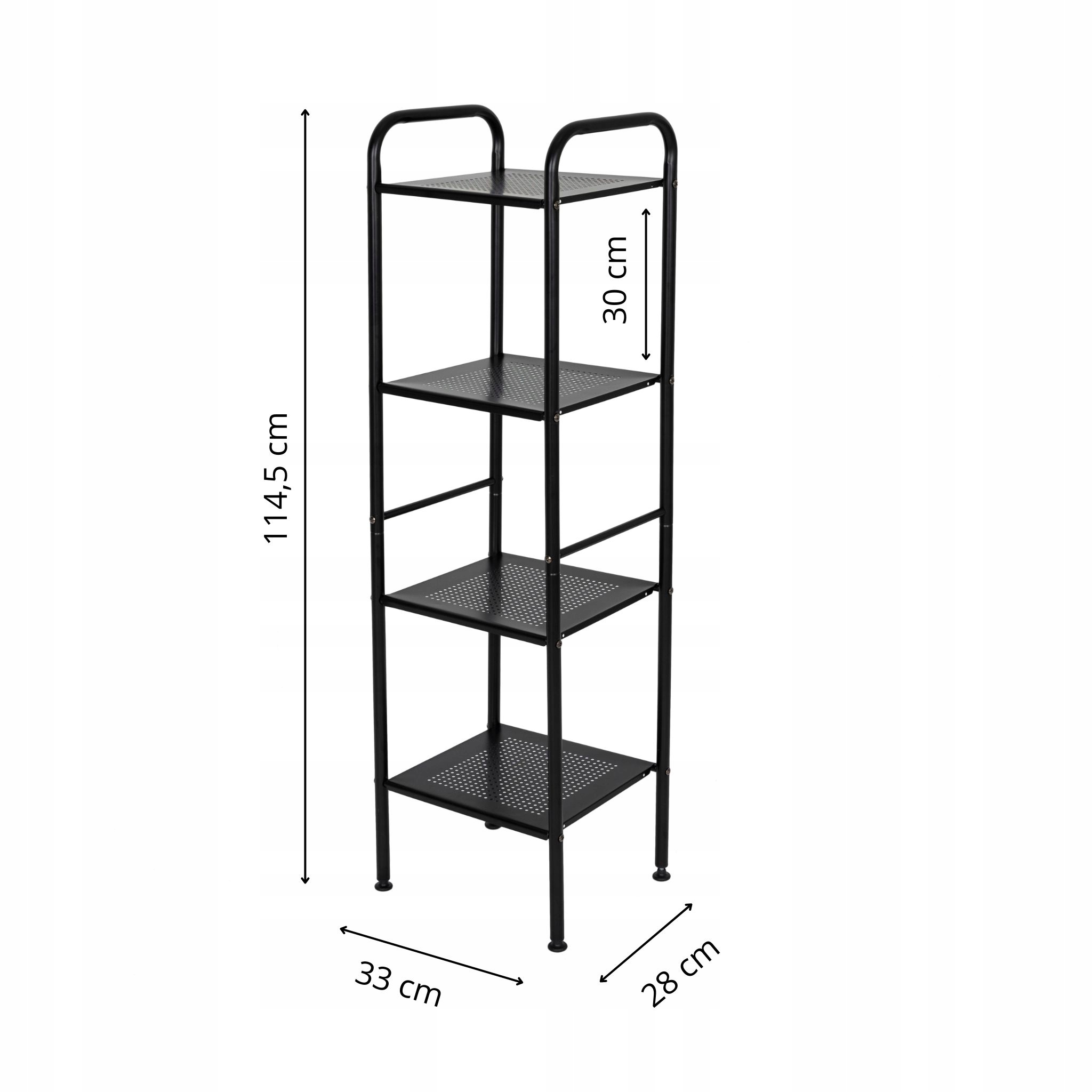 Regał łazienkowy słupek 4 półki mat stalowy metalowy czarny loft Wykończenie matowe