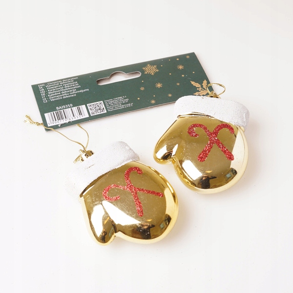 

Złote rękawiczki komplet 2 ozdób choinkowych