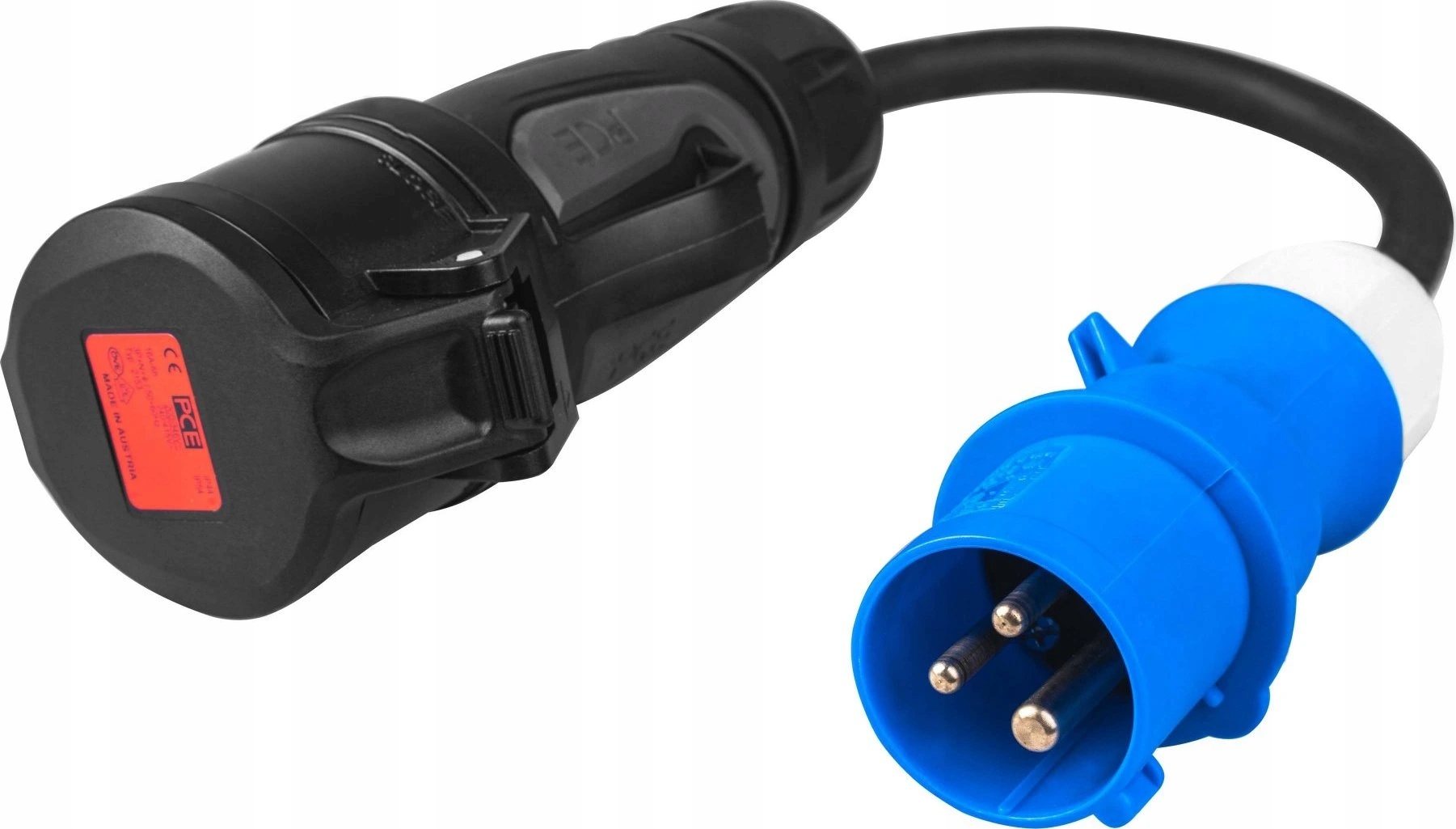 Mobilný napájací adaptér Červený Cee 16A 400V 5P na modrý Cee 16A 230V 3P