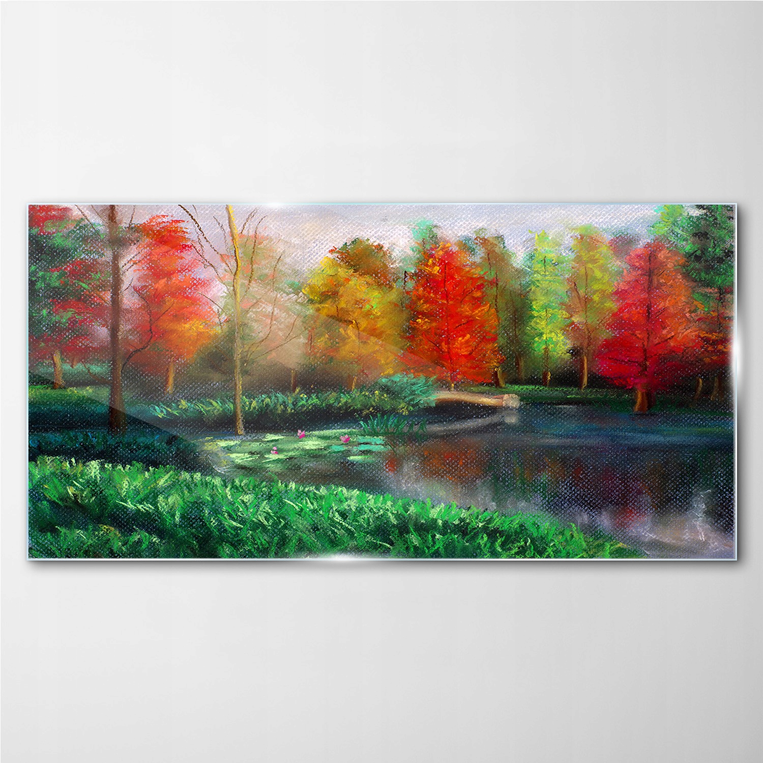 

Szklany obraz Las jezioro trawa przyroda 140x70 cm