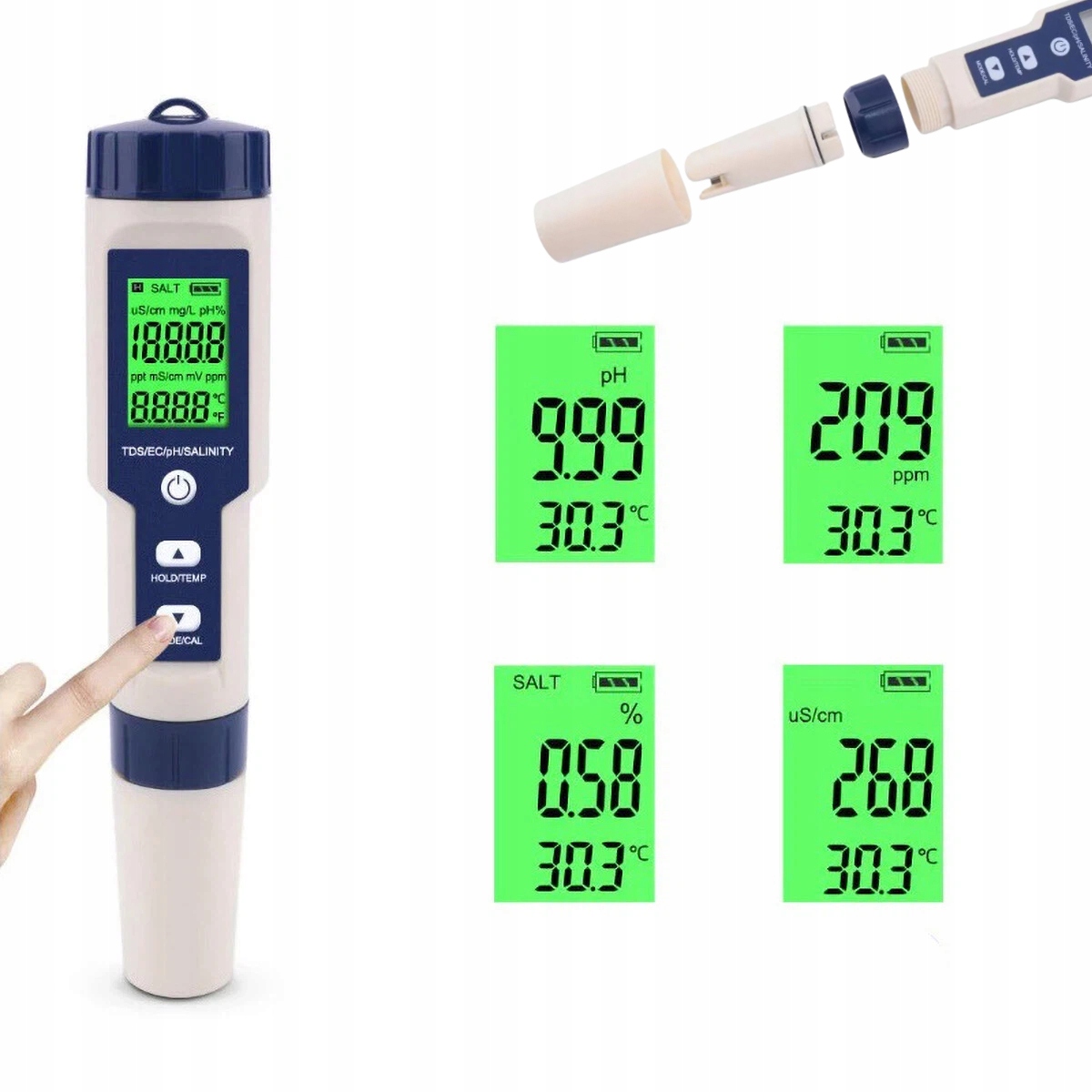 Miernik Ph Metr Tester Kwasomierz Wody Atc Basenowy Termometr Elektroniczny