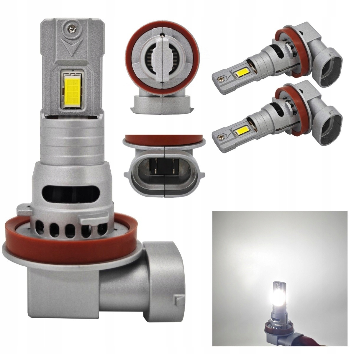 H8 Led 12V Canbus Csp krátká 6000lm Novinka 2 ks silné bílé světlo