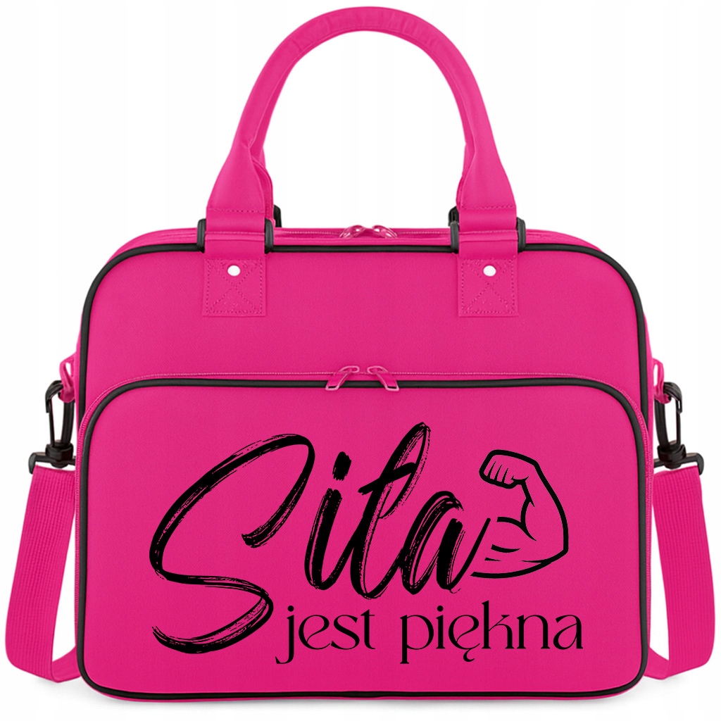 Torba Różowa Siła Jest Piękna Pojemna Na Siłownię Trening Fitness Pilates