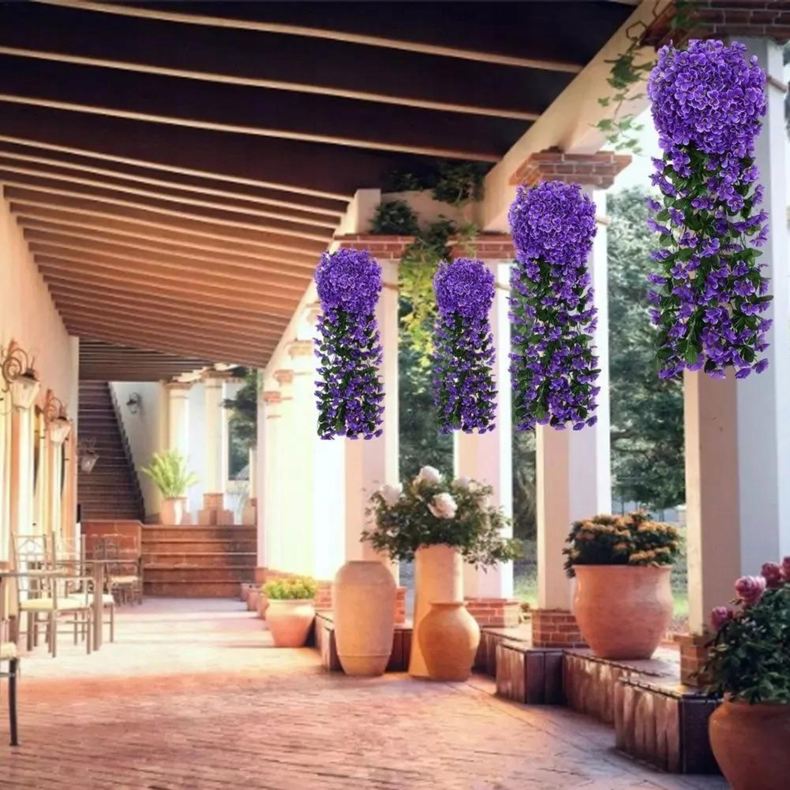 2x SZTUCZNY KWIAT Balkon PELARGONIA fiolet ciemny girlanda zwisająca taras Kolor inny