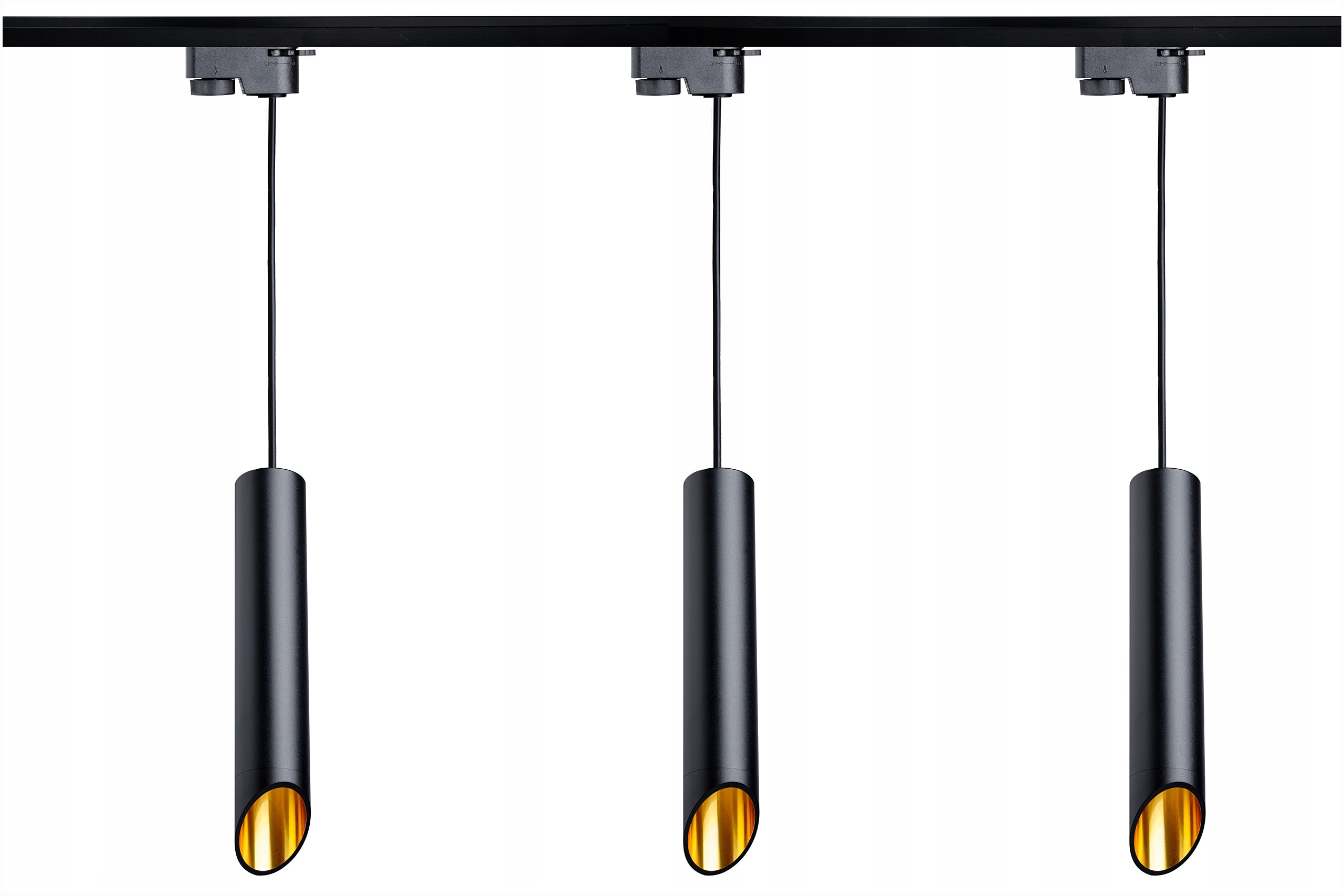 

3 Tub Wiszących sopel klosz ścięty 30cm szyna 1,5m