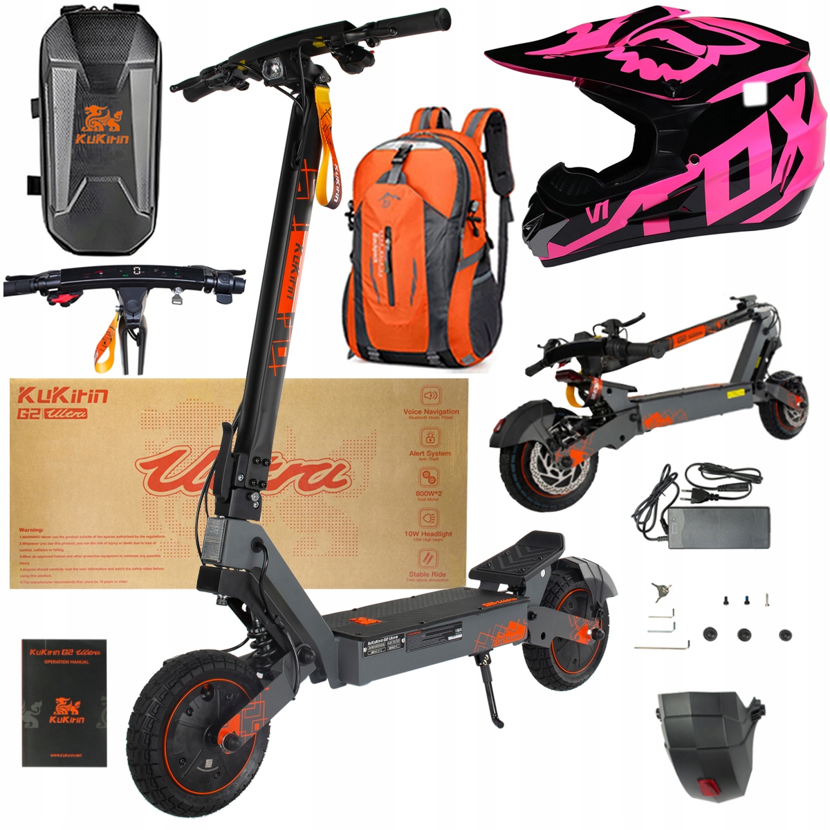 Kukirin G2 Ultra elektrické vozidlo 2000W 55km/h 55KM 48V18Ah 10" dárky
