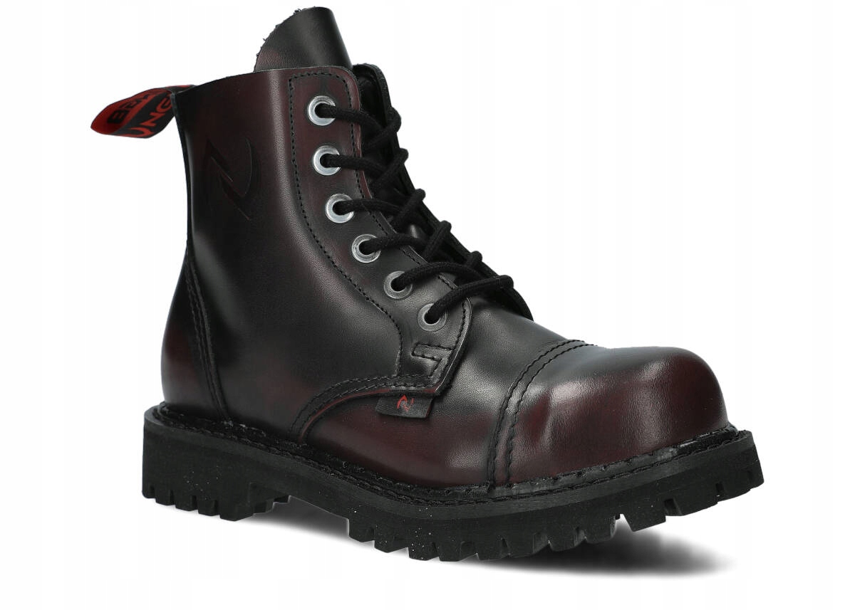 Pánské Kanady Kožené Vínově Černé Nagaba 6H Steel Nose, Polské -45