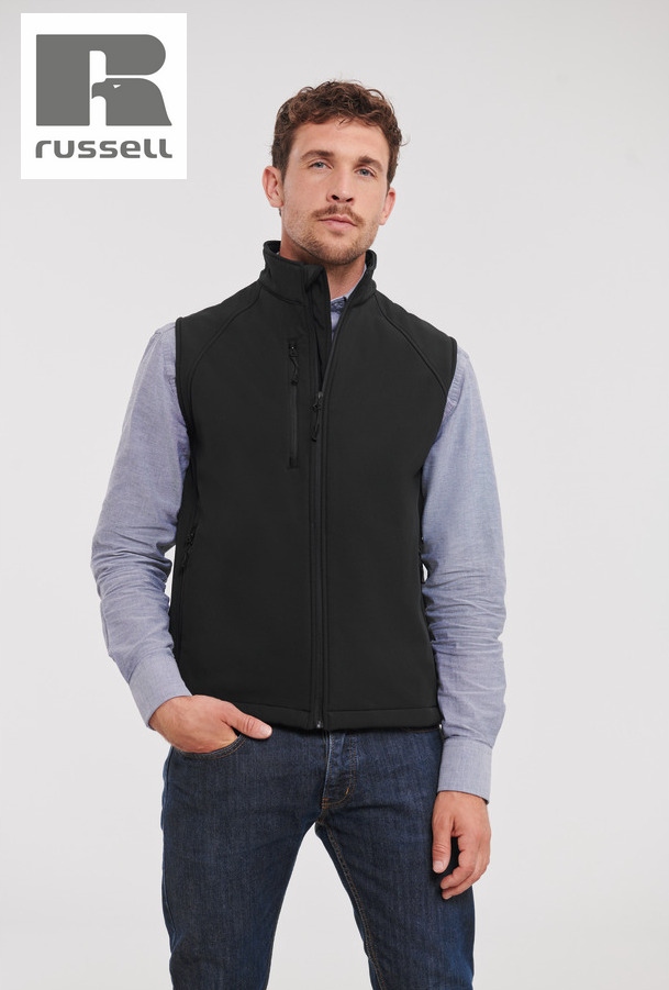 Russell 141M Pánská vesta bez rukávů 3 vrstvy Softshell Černá Vel XL