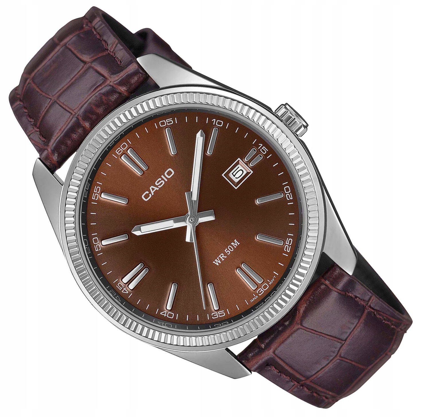 Klasické Pánské Hnědé Vodotěsné Hodinky Casio MTP-1302PL Kožený Pásek