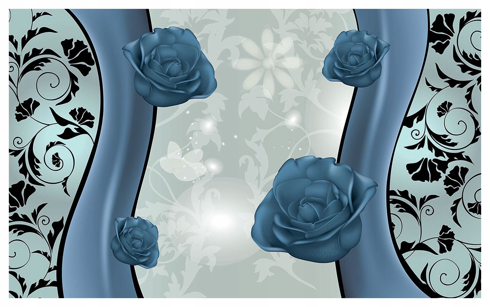 Fototapeta vlies Modré ruže gradient ornament vzory 350x250 lepidlo