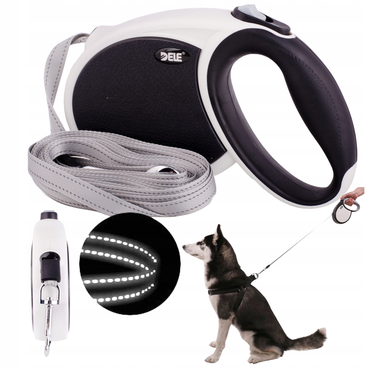 Levně Vodítko Automatická Pro Psa Rolovací, Dlouhá, Silná, Odolná, Odrazka 7 M, 60 Kg