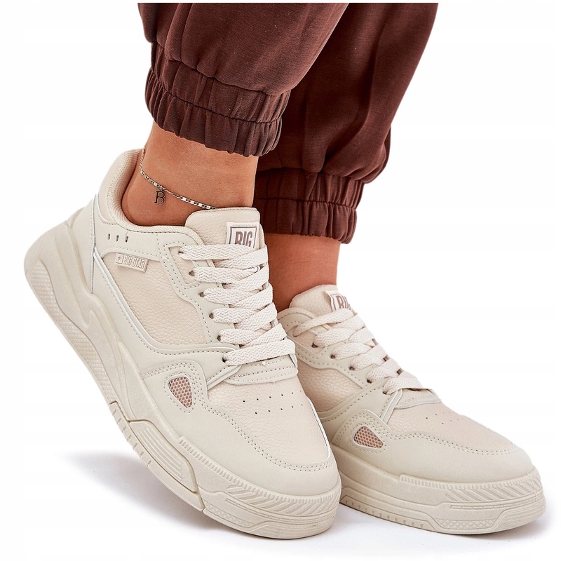 Dámské Eko Kožené Klasické Módní Tenisky Big Star NN274668 Béžové 39