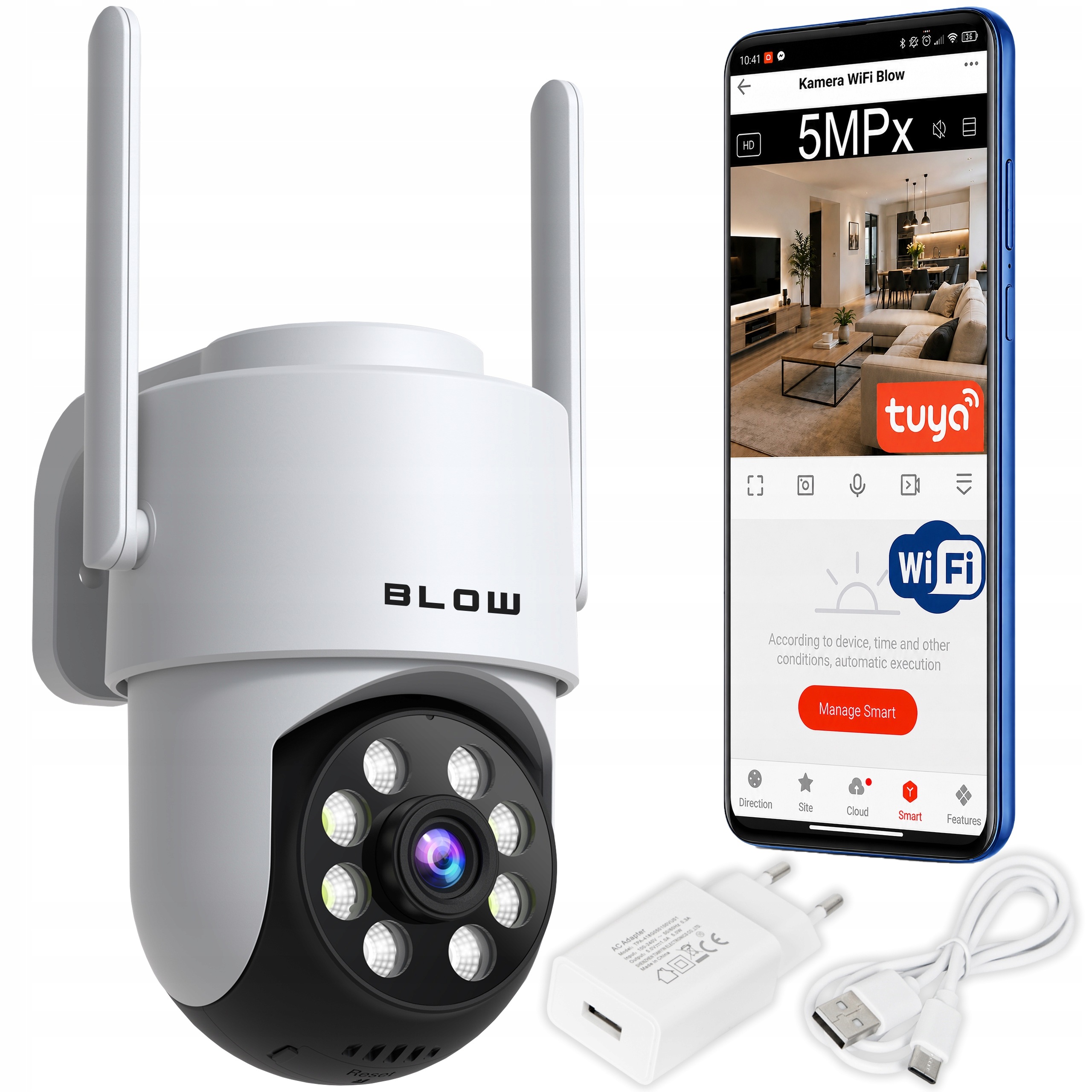 Wifi Ip Kamera 5MPx Otočná Tuya Full Hd Zoom Detekce IP65 Venkovní