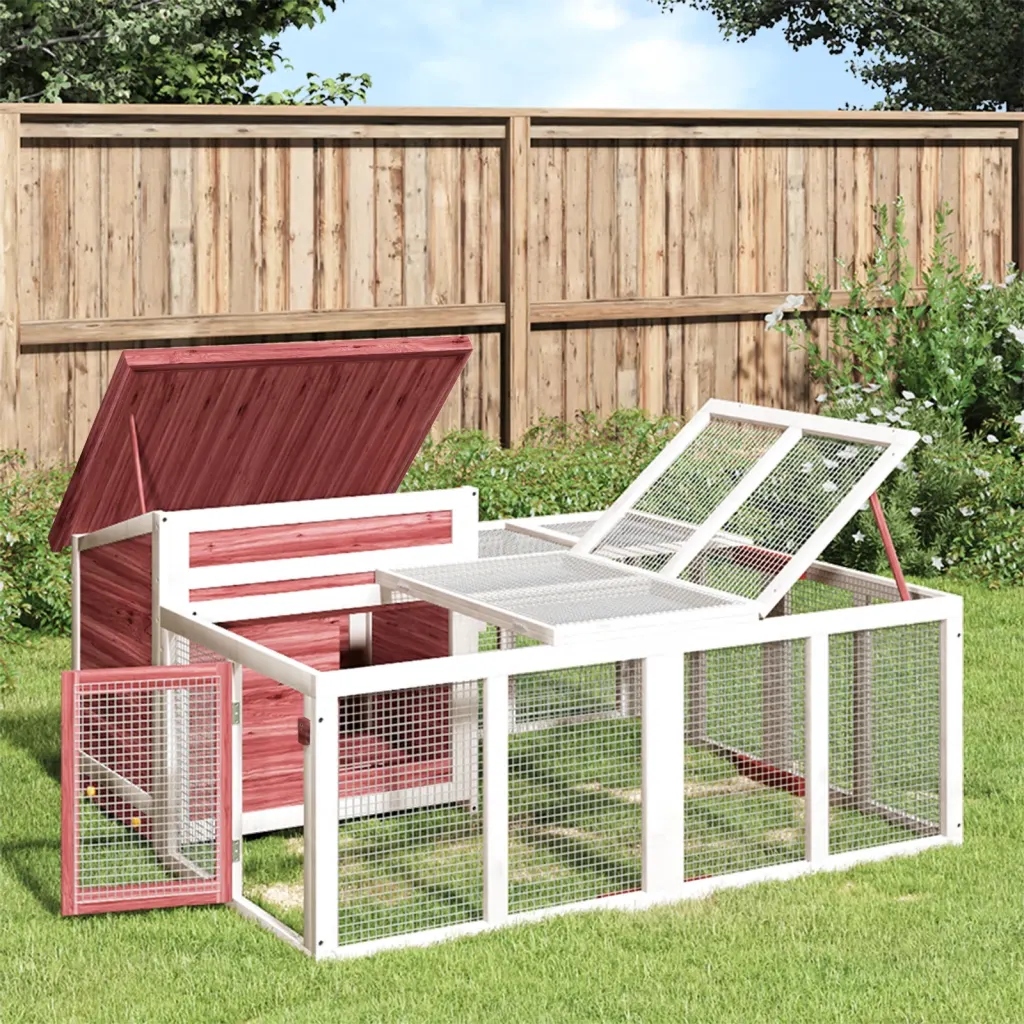 Levně Králíkárna moka 144 x 123 x 67,5 cm masivní borové dřevo Hnědá 172281