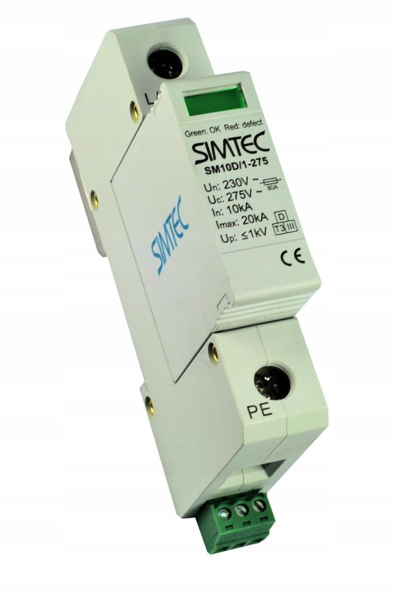 

Ogranicznik przepięć D 1P 10kA Simtec SM10D/1P