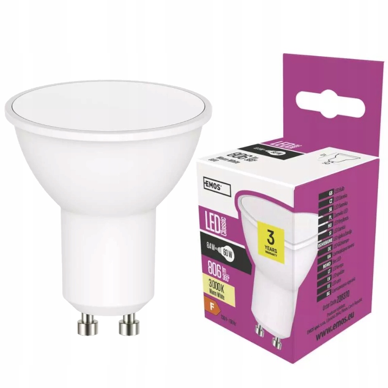 

Żarówka Led 8,4W (60W) GU10 ciepła biel 3000K 8370