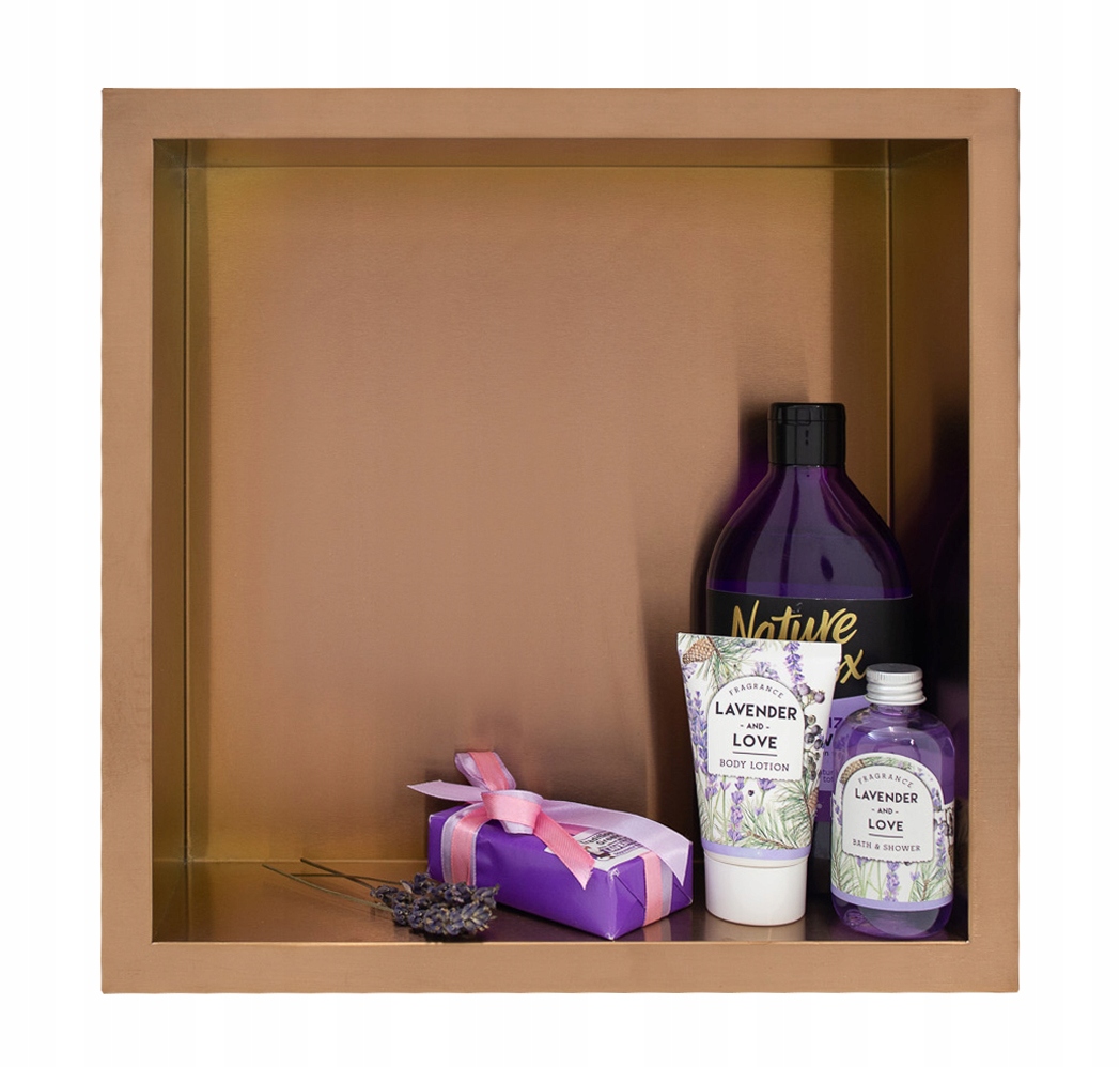 Balneo Kúpeľňová Vstavaná Polica 30x30x10 cm Medená Nerezová