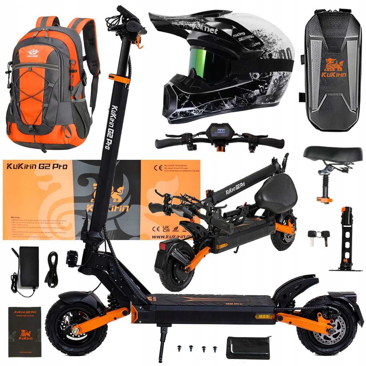 Składany Pojazd Elektryczny Kukirin G2 Pro 1000W 48V 15.6AH 45KM/H +Prezent