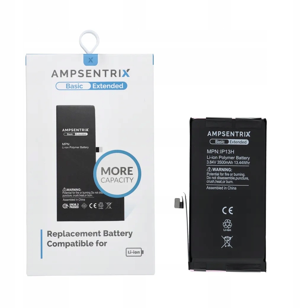AmpSentrix Basic baterie pro iPhone 13 (zvýšená kapacita 3500 mAh)