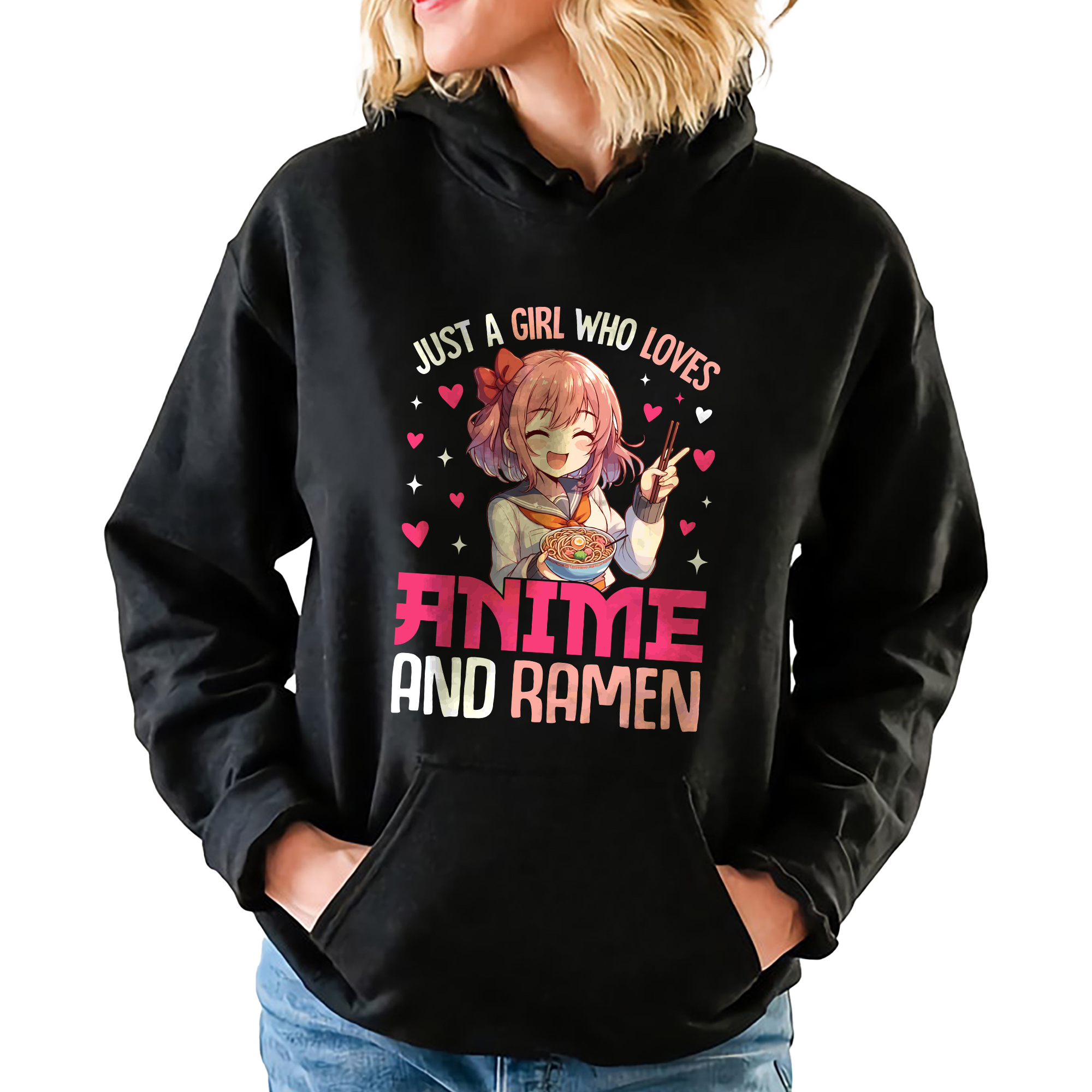Mikina S Kapucí Anime And Ramen Japonské Anime Kawaii Vzory XL