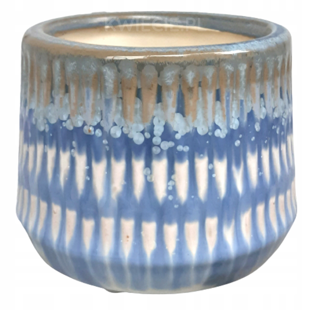 Osłonka CERAMICZNA Doniczka Niebieska Krem Ø 9 cm