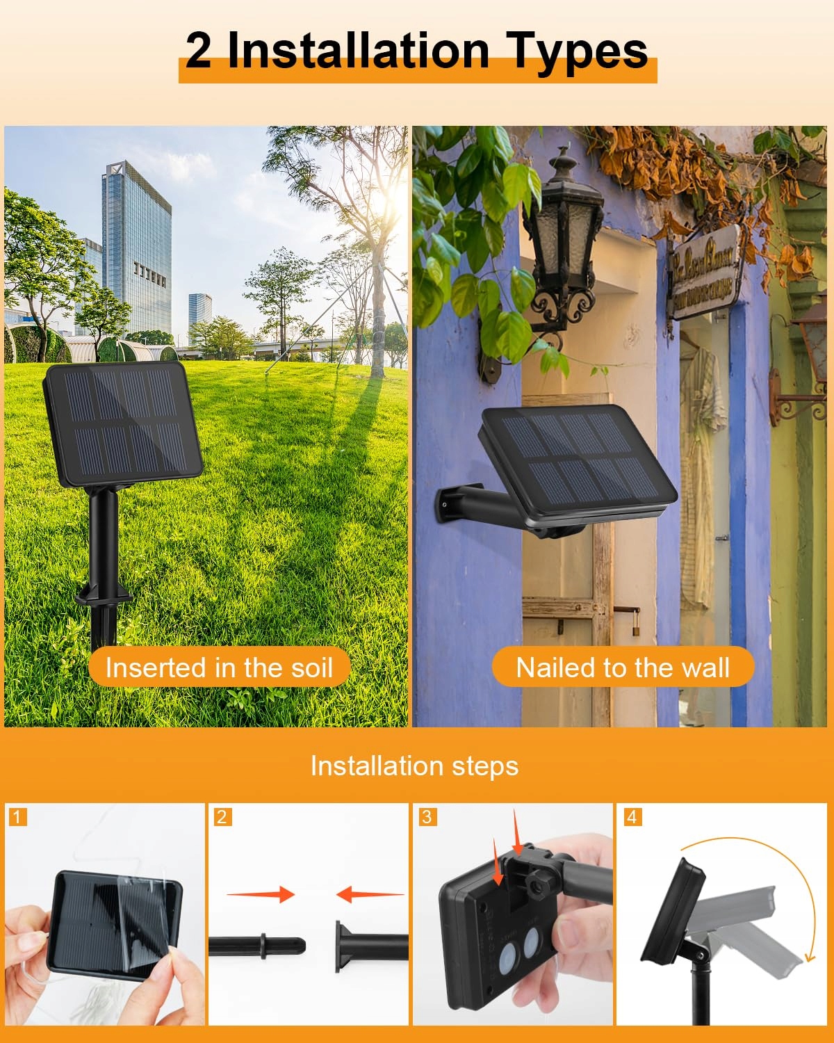 DALUGO Solarna Lampa Zewnętrzna 50 LED 5M Ciepła Biała — miniatura 6